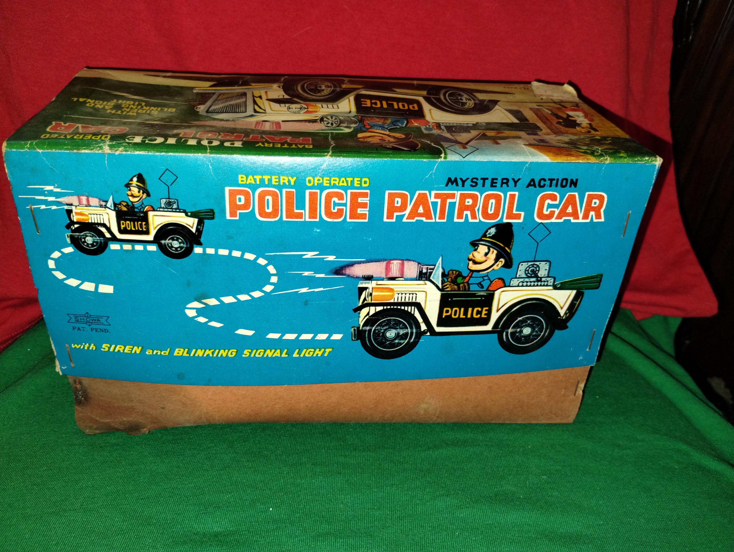 Vintage 1950s Tin Police Car Toy - Battery Operated, Siren