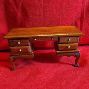 Vintage Doll furniture 1:12 Wood Desk with Four drawers that open