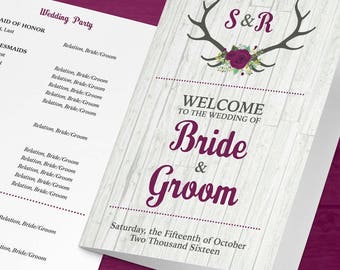 Rustic Wedding Program - Custom - Elegant