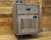 Pair of Handmade Industrial Style Side Table Bedside Cabinet on Hairpin Legs - Drawer - Cupboard