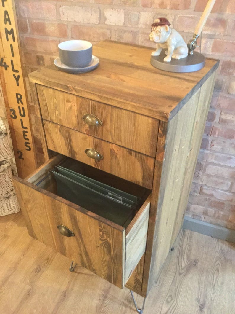 Industrial Style Solid Wood / Pine Filing / Chest of Etsy UK