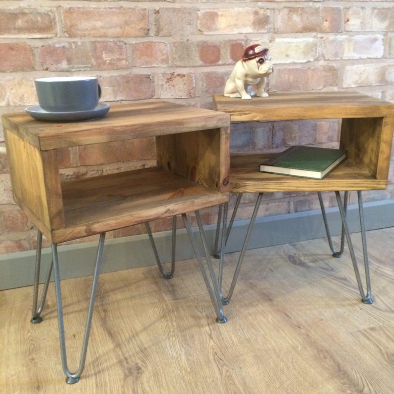 Rustic Industrial Retro Side Table With Hairpin Legs 0040 Etsy UK