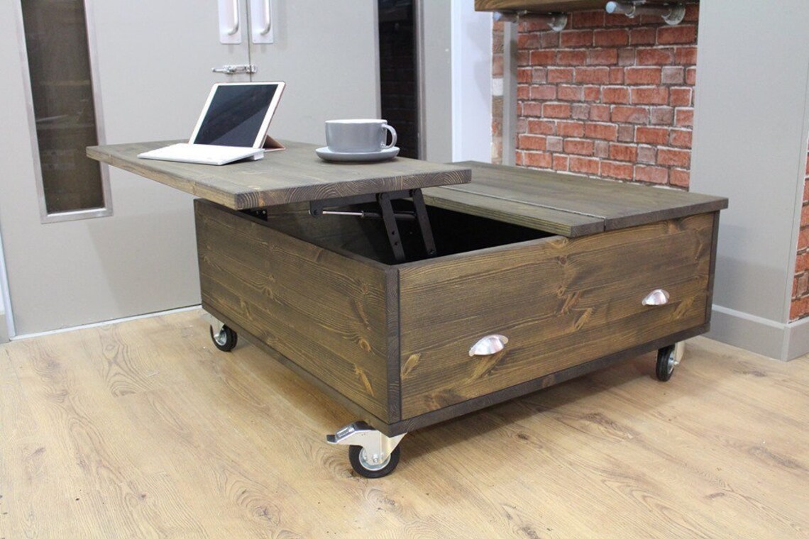 Adjustable Height Coffee Table Modern Industrial Hydraulic Etsy