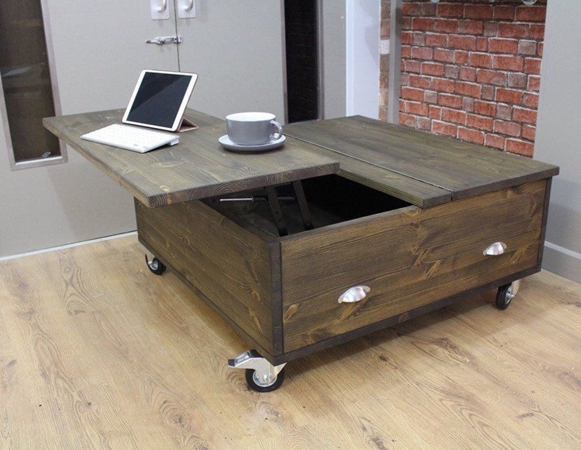Adjustable Height Coffee Table Modern Industrial Hydraulic Etsy