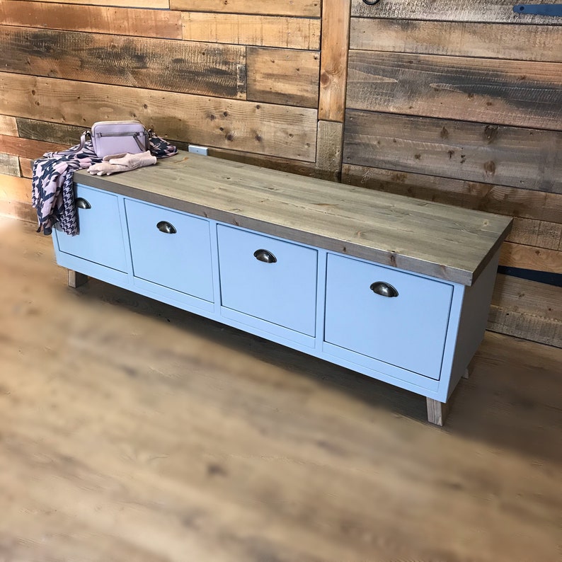 Pine Storage Bench With Drawers Bespoke Handmade Solid Pine Storage Bench with Drawers 0086 | Etsy