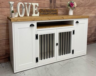 sideboard with dog bed underneath