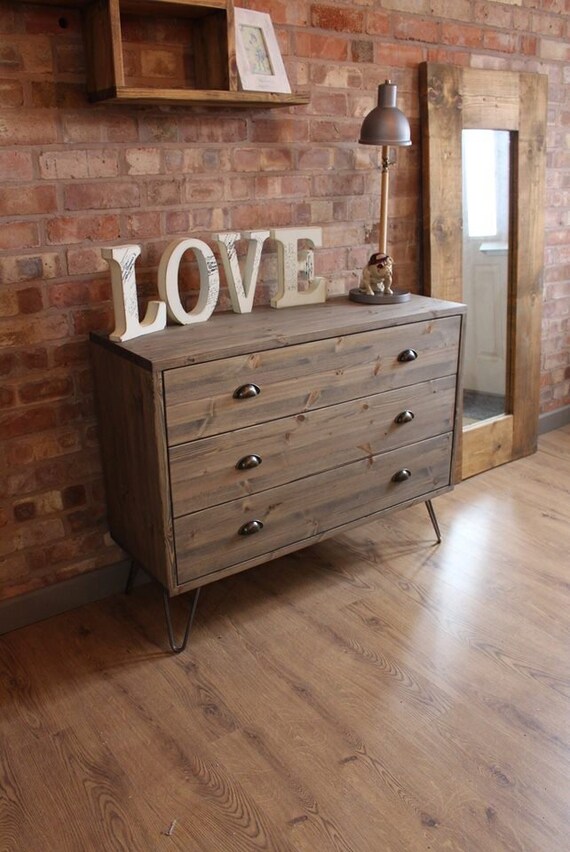 Bespoke Handmade Industrial Style Chest Of Drawers On Hairpin Etsy