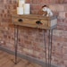 Narrow Industrial Reclaimed Style Console Table, Hall Table, Radiator Shelf Table with Drawer - Hairpin Legs 0041