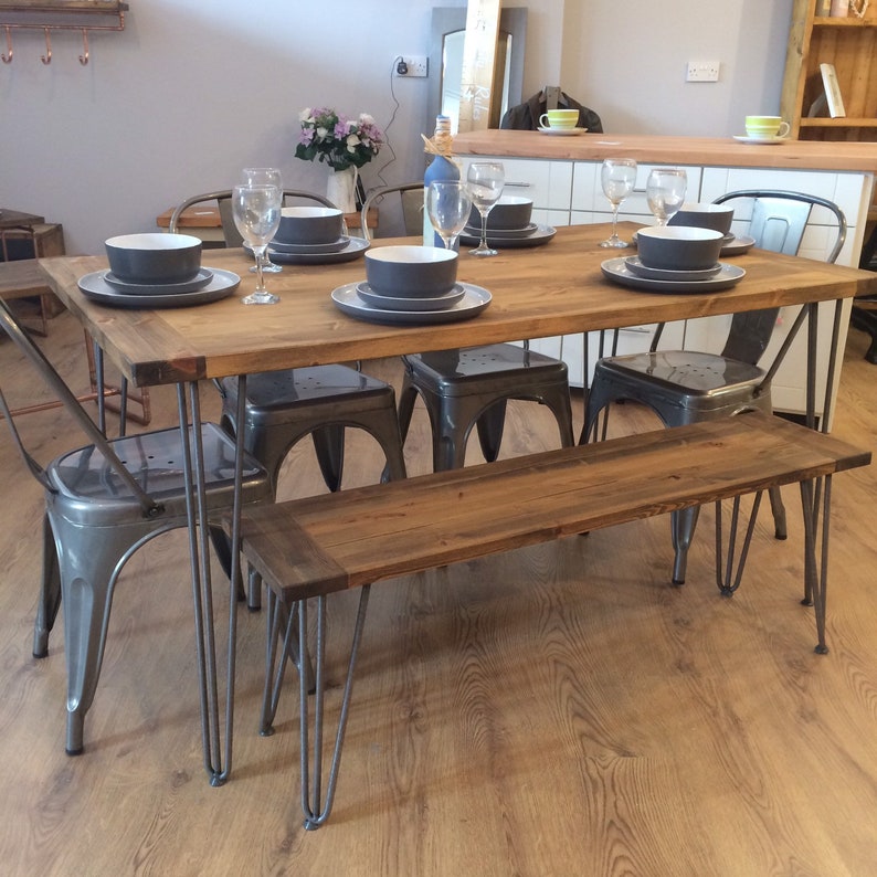 Handmade Vintage Hairpin Leg Kitchen Table Rustic Industrial Etsy UK