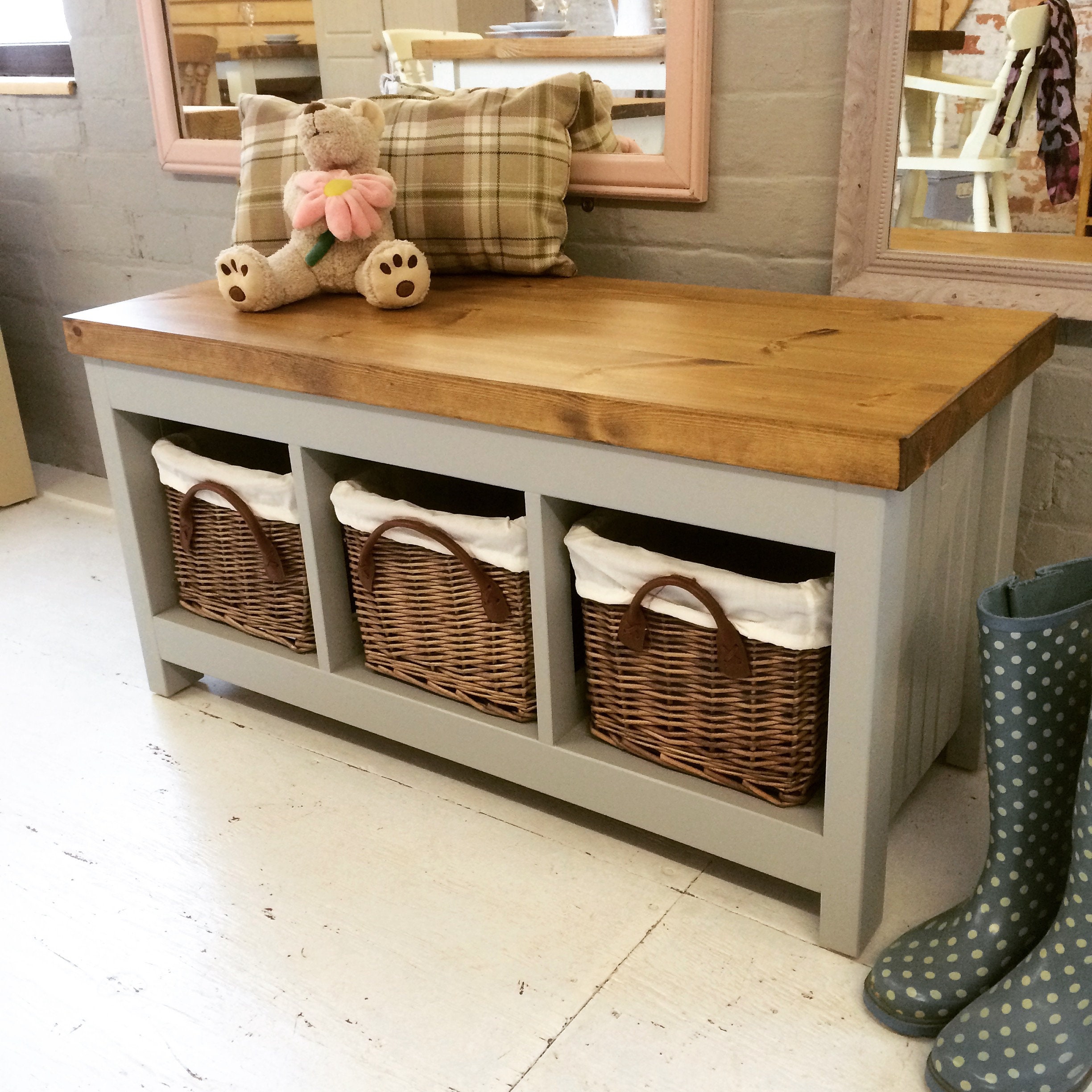 Large Handmade Farmhouse Coat rack and Storage Bench 0218 Etsy