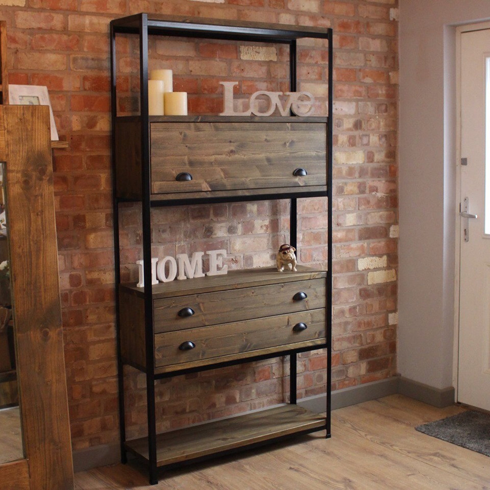 Handmade Industrial Furniture Shelving Unit With Cupboard and Etsy