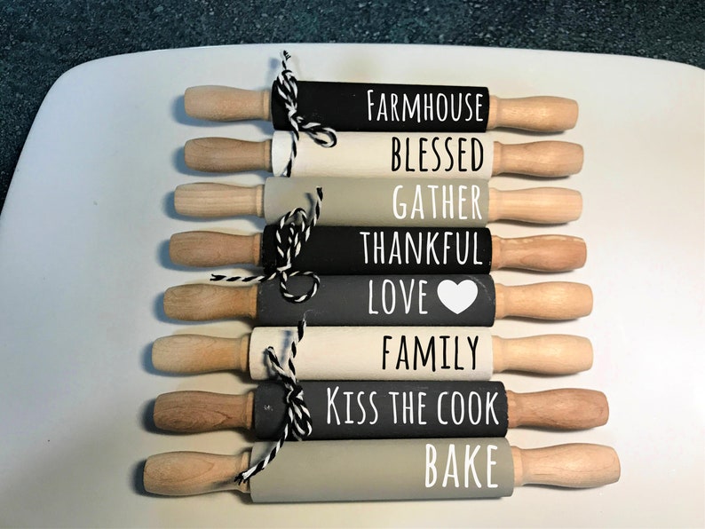 7 Mini Farmhouse Rolling Pins Farmhouse Tiered Tray Etsy