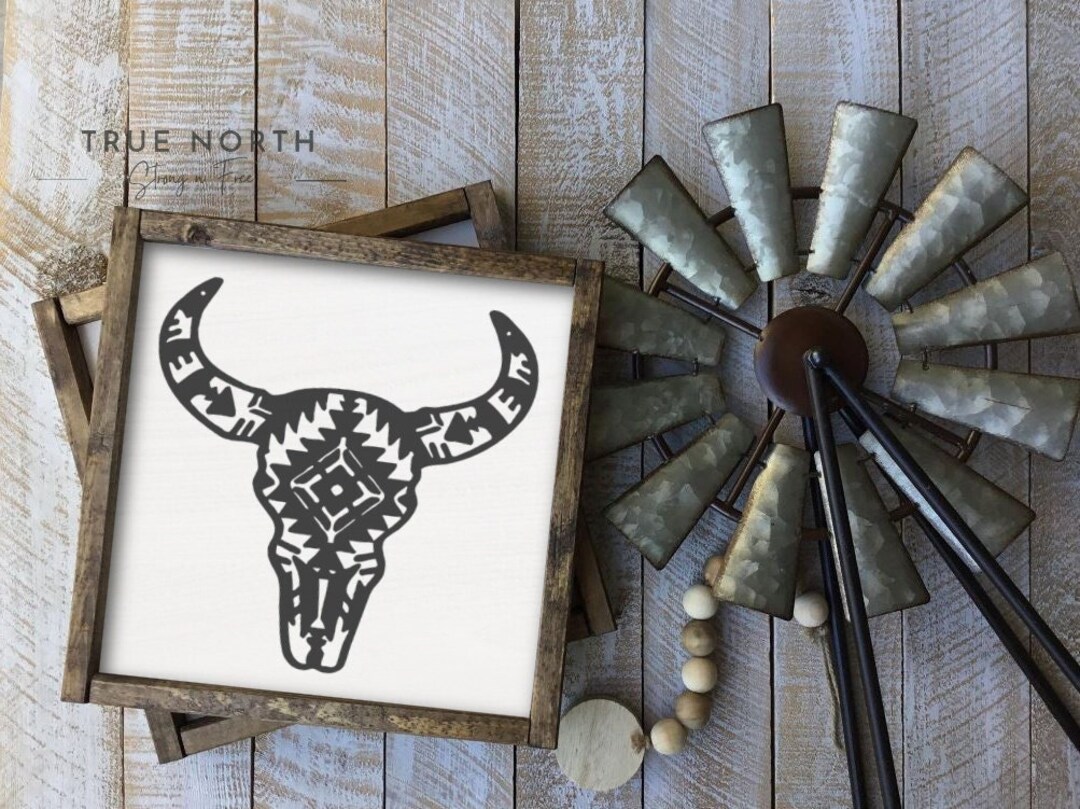 Aztec Bull Wood Sign Boho Decor Country Farmhouse - Etsy