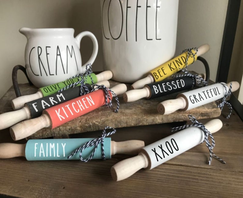7 Mini Farmhouse Rolling Pins Farmhouse Tiered Tray Etsy