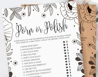 Porn or Polish Game, Bachelorette Games Printable, Bridal Shower, Hen Party, Hen's Night, Bachelorette Party Game Ideas, Instant Download