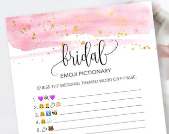 Bridal Shower Game Pictionary, Emoji Pictionary, Wedding Emoji Pictionary, Instant Printable Digital Download, diy Bridal Shower Printables