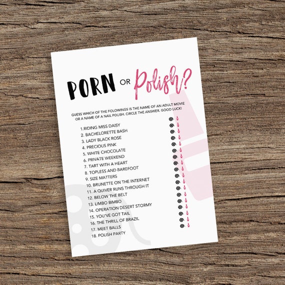 Bachelorette Games Printable, Porn or Polish Game, Bachelorette Party Game  Ideas, Hen Party, Hen's Night, Instant Download, Bridal Shower