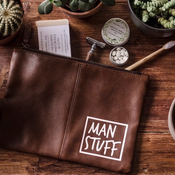 SWEARY MAN BAG / Man Stuff / Faux Leather Washbag / iPad Mini / Travel / Gift / Present