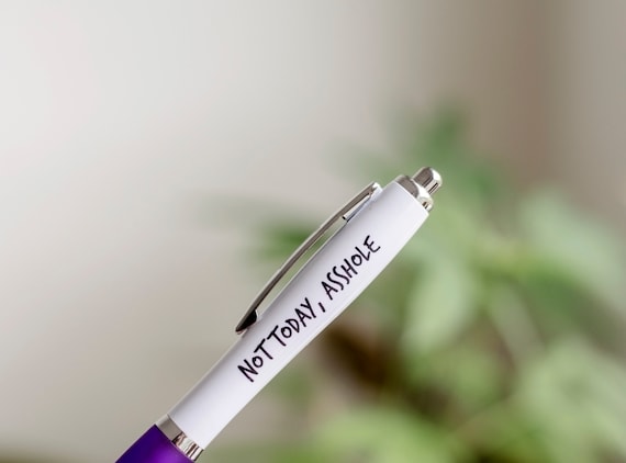 SWEARY PENS / Funny Rude Pens / Adults Only / Not Today Ashole 