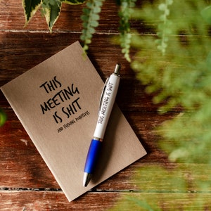 SWEARY NOTEBOOK & PEN Set / This Meeting is Shit / Funny Rude Notepad / Office Colleague Gift