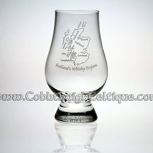 Glencairn engraved Scotland&#39;s Whiskey Regions crystal glass
