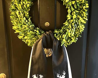 Custom embroidered wreath sash