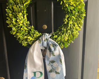 Embroidered Hydrangea Wreath Sash