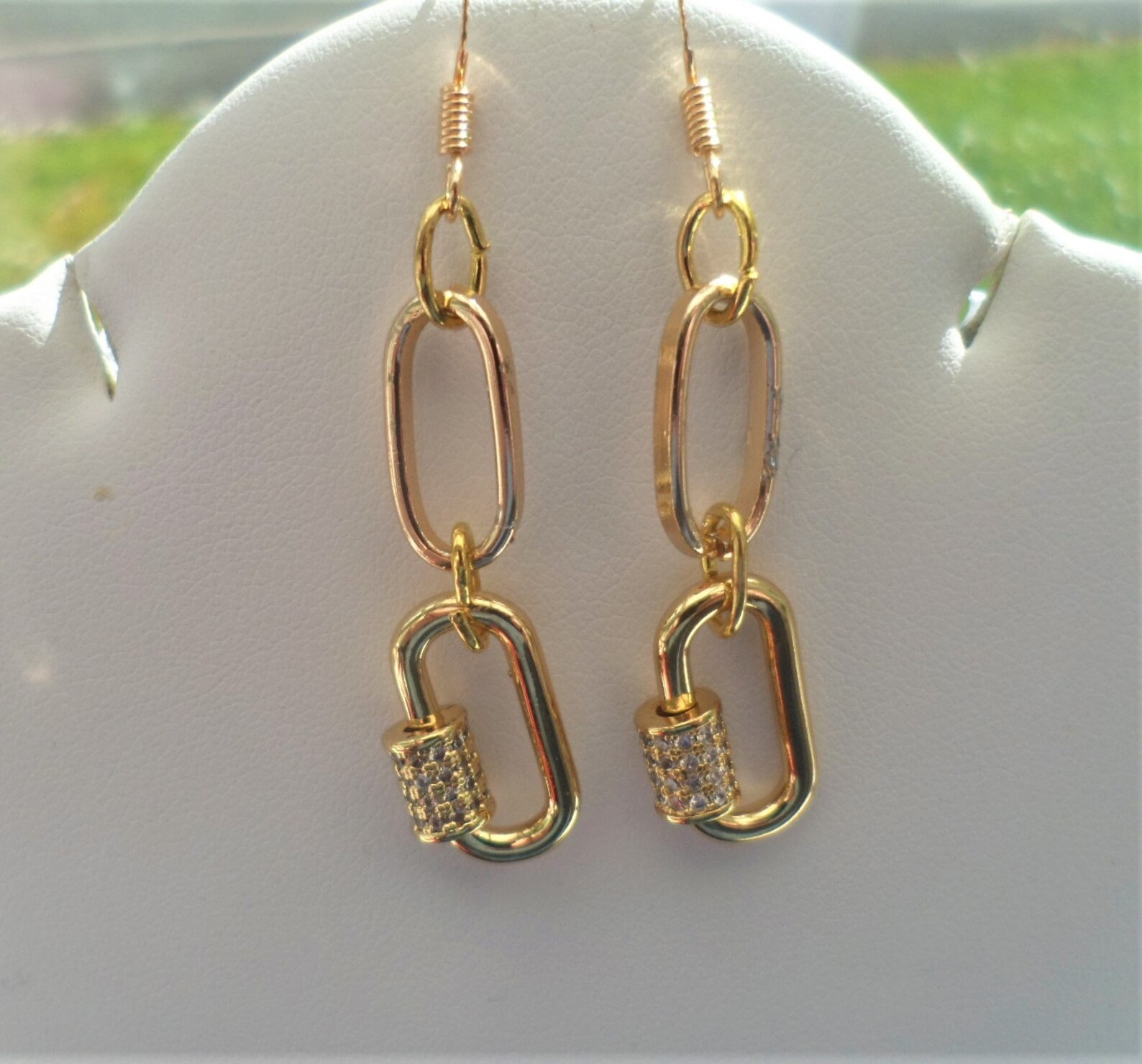 Pave Carabiner Link Earrings Stunning Carabiner earrings Etsy