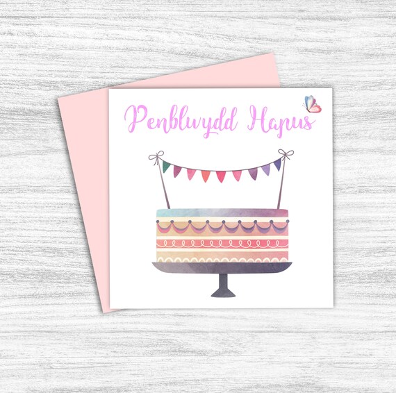 Welsh Birthday Card Penblwydd Hapus Welsh Happy Birthday Etsy