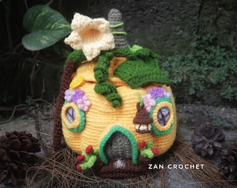 Crochet pattern, Amigurumi Pumpkin House: Halloween Fairy House (English instruction)