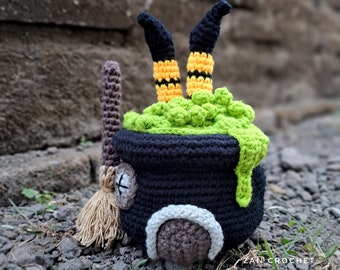 Crochet Halloween Witch Cauldron House: English PDF Pattern