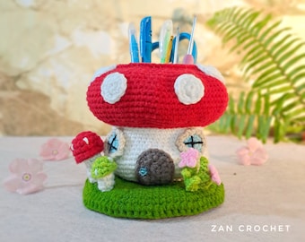 Crochet Mushroom Fairy House Holder: Amigurumi PDF Pattern (English)
