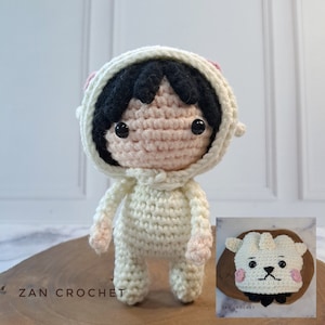 Crochet amigurumi BTS Jin in RJ BT21 costume, amigurumi KPop, English Pdf Pattern
