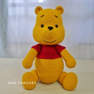 Winnie Bear de crochê Amigurumi, padrão PDF em inglês