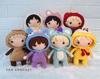 Crochet Pattern,  amigurumi Kpop BTS in Bt21 costume, English PDF pattern