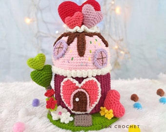 Häkelanleitung: Amigurumi Valentine Cupcake Feenhaus (englische PDF)