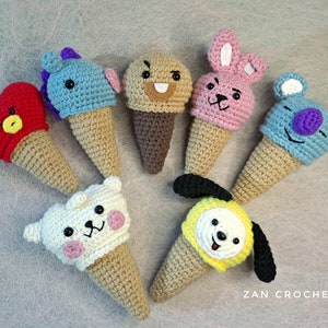 English Pattern, Crochet Amigurumi BT21 Ice cream