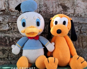 Bundle Crochet Amigurumi Pattern Donald+Pluto Big size - English PDF pattern