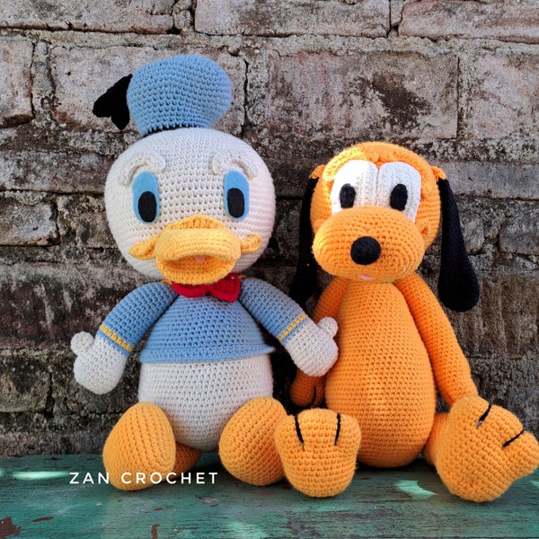 Bundle Crochet Amigurumi Pattern Donald+Pluto Big size - English PDF pattern