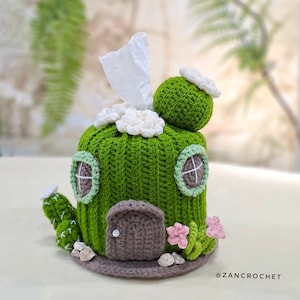 Crochet amigurumi Fairy house, Cactus fairy house, crochet tissue roll cover, English pdf pattern, home decoration