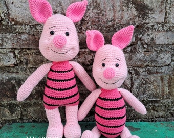 Bundle Crochet amigurumi Piglet Pig, crochet pooh, English pdf pattern