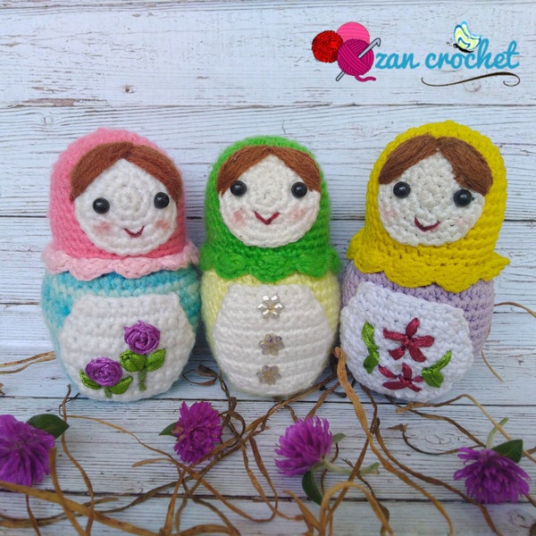 Patrón Amigurumi Matryoshka, Patrón PDF en inglés, Muñeca rusa de crochet