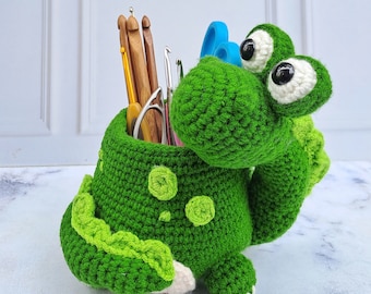 Crochet Dino Holder, English PDF pattern