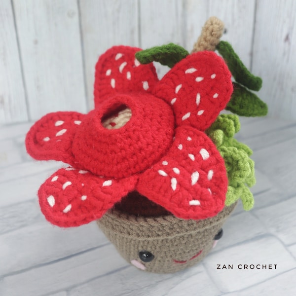 PDF Pattern Crochet Rafflesia Arnoldii Flower, Crochet Flower in pot, crochet English pattern