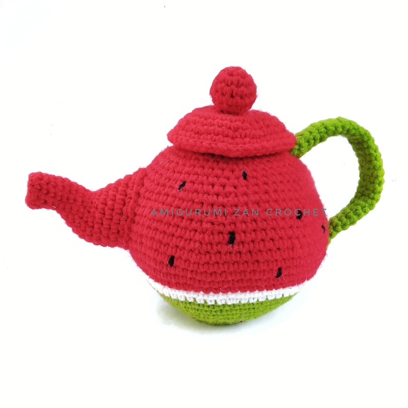 PDF Pattern Crochet Amigurumi Tea Pot Set Watermelon Tea Etsy