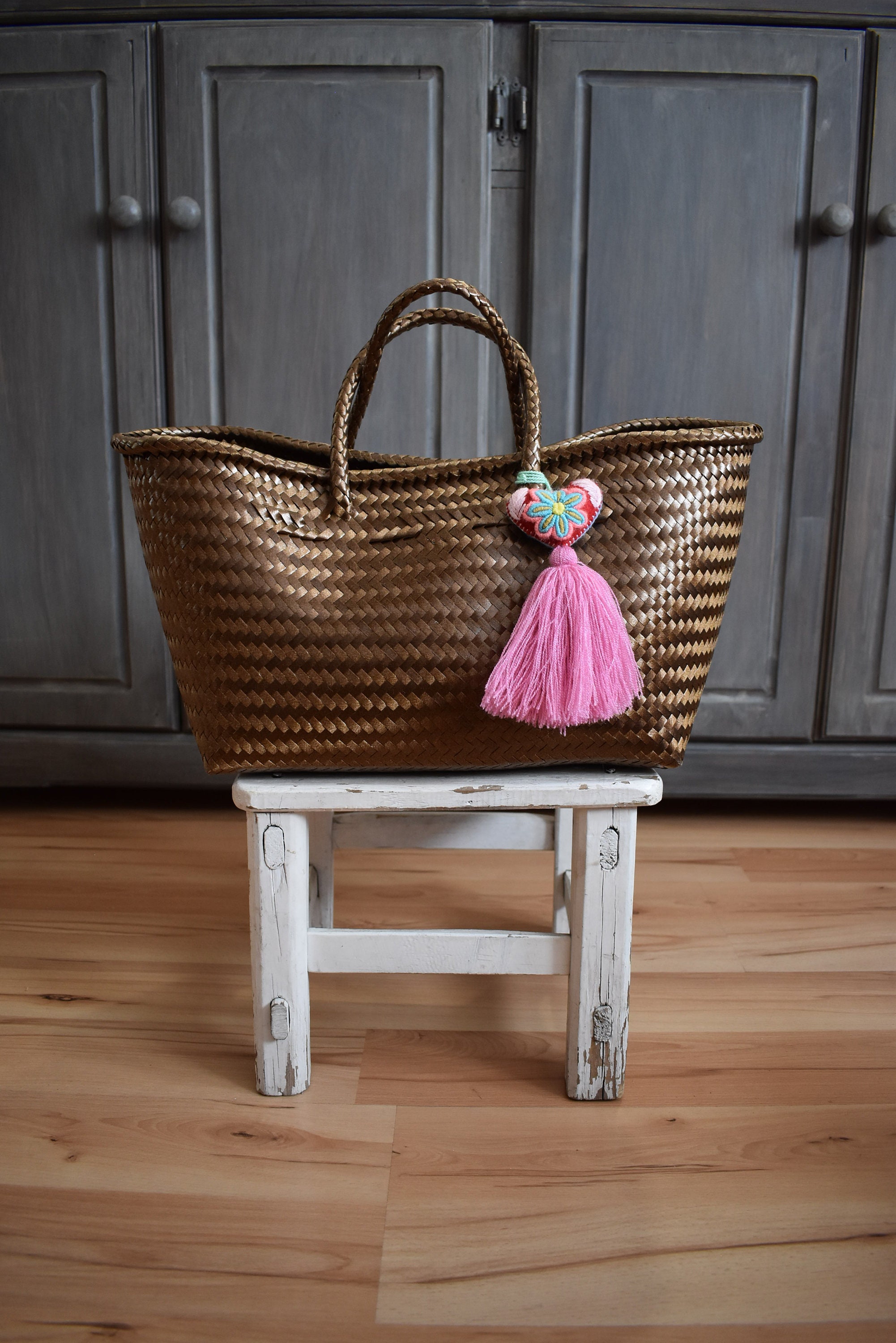 Sac à Main En Paille Tressée - Grand Sac Plage Blanc Pour Femmes