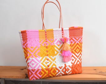XSサイズトートバッグ1個。28×23cm。メキシコ製ハンドメイド。ビーチ