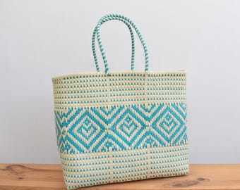 XL Tote Bag 45*40*17 cm Mexican handwoven bag Includes 1 AVAILABLE pompon - Beach Bag - Grocery Bag - Mexican handcraft. Wholesale Too