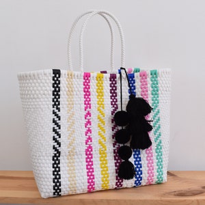 BIG Bag 45*35*14 cm Mexican handwoven bag with recycled plastic - Beautiful Beach Bag - Mercado Bag - Mexican handcraft. Wholesale Too