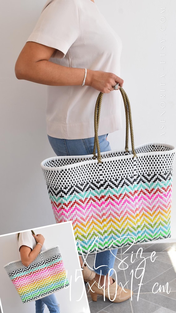 Mexican Totes Mexican Plastic Woven Bags Wholesale XL Tote Bag 45